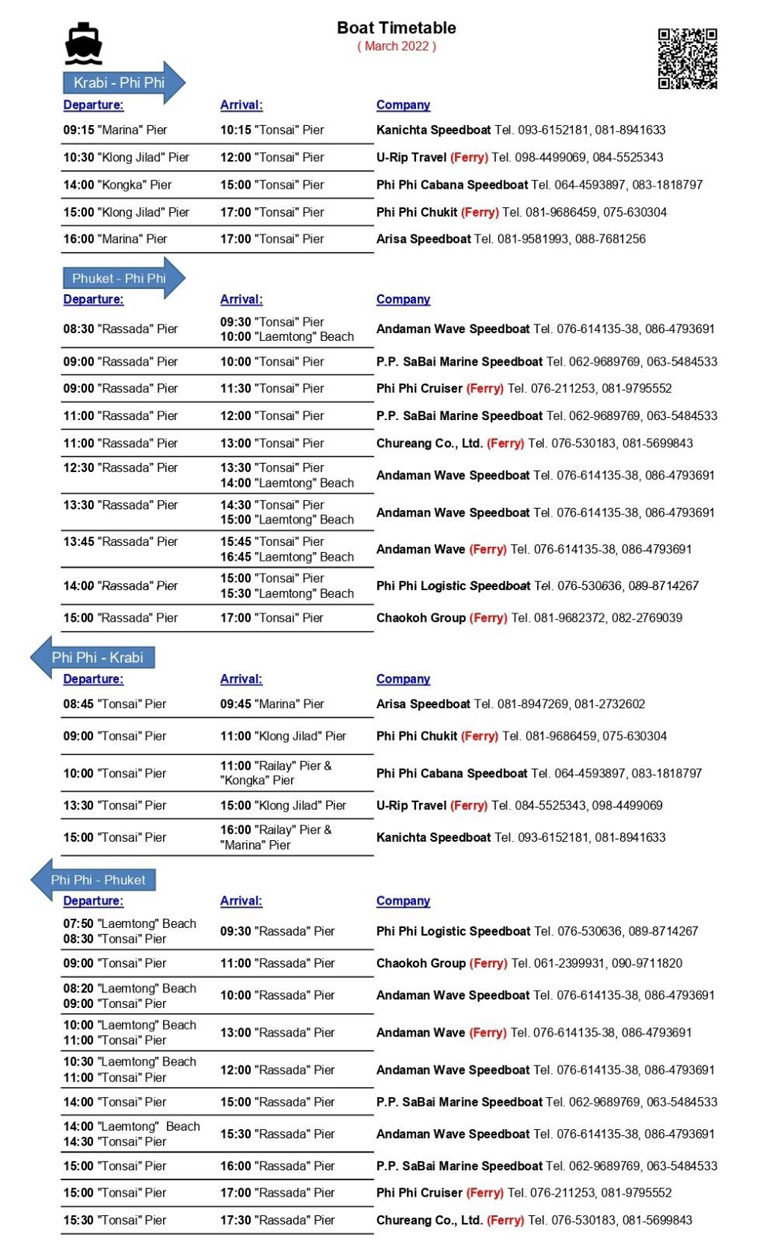 Phi Phi Boat Schedule